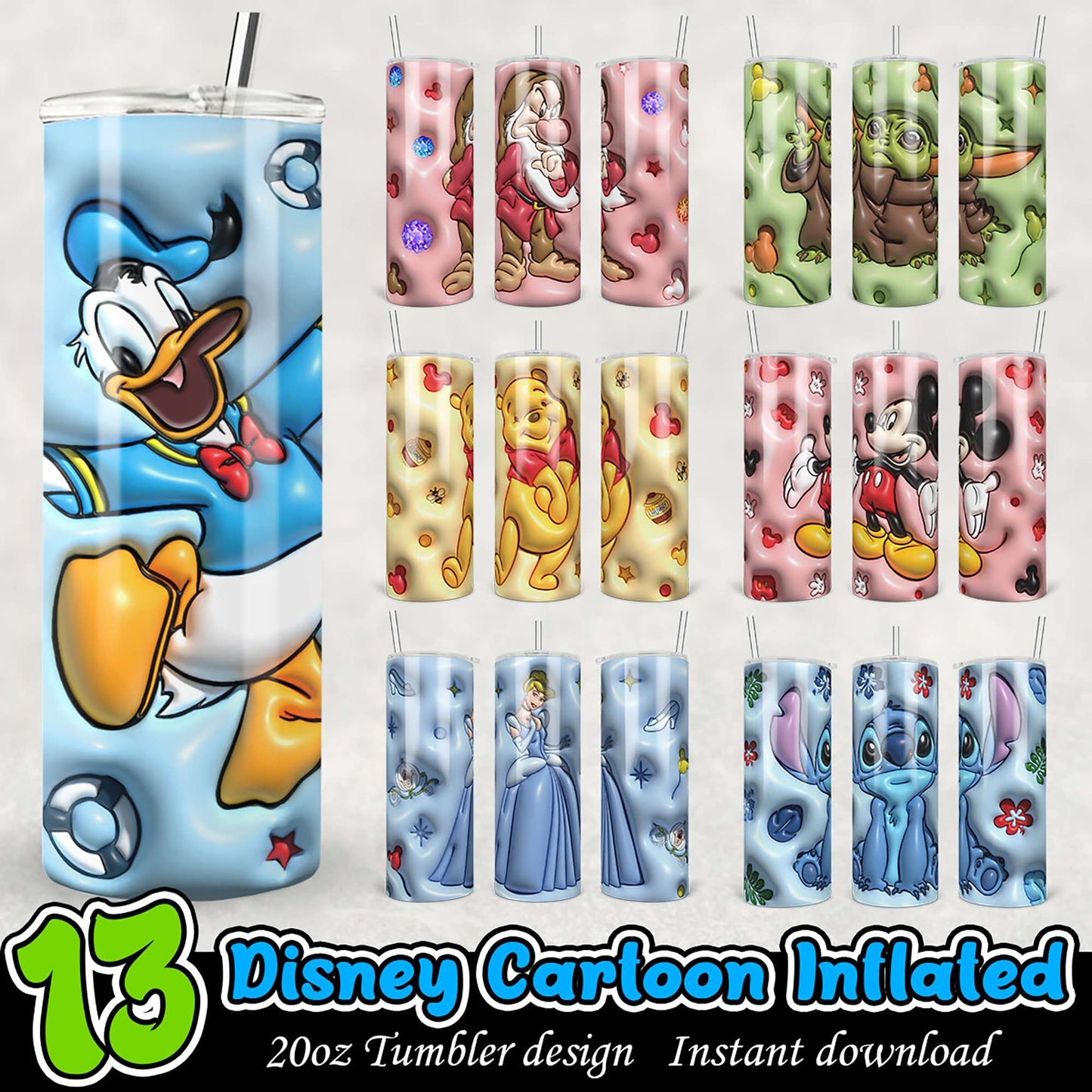 Disney Cartoon Inflated Tumbler Designs