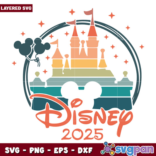 Disney Castle 2025 SVG Design with Mickey Balloons