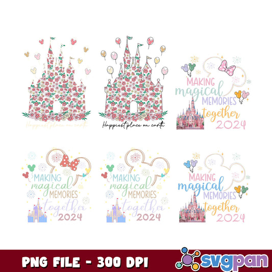 Disney Castle Floral PNG Bundle 2024