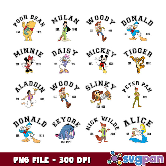 Disney Character Bundle PNG Files for Craft Projects