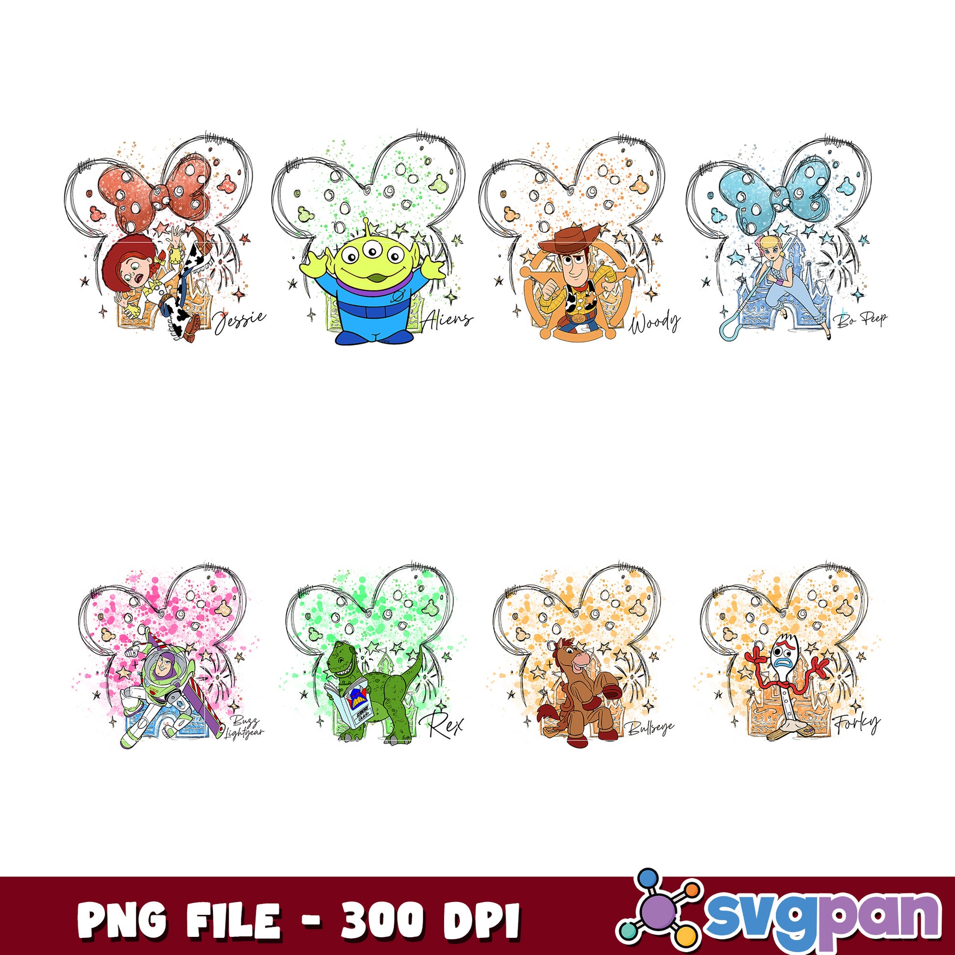 Disney Character Bundle PNG with Cute Designs 300 DPI