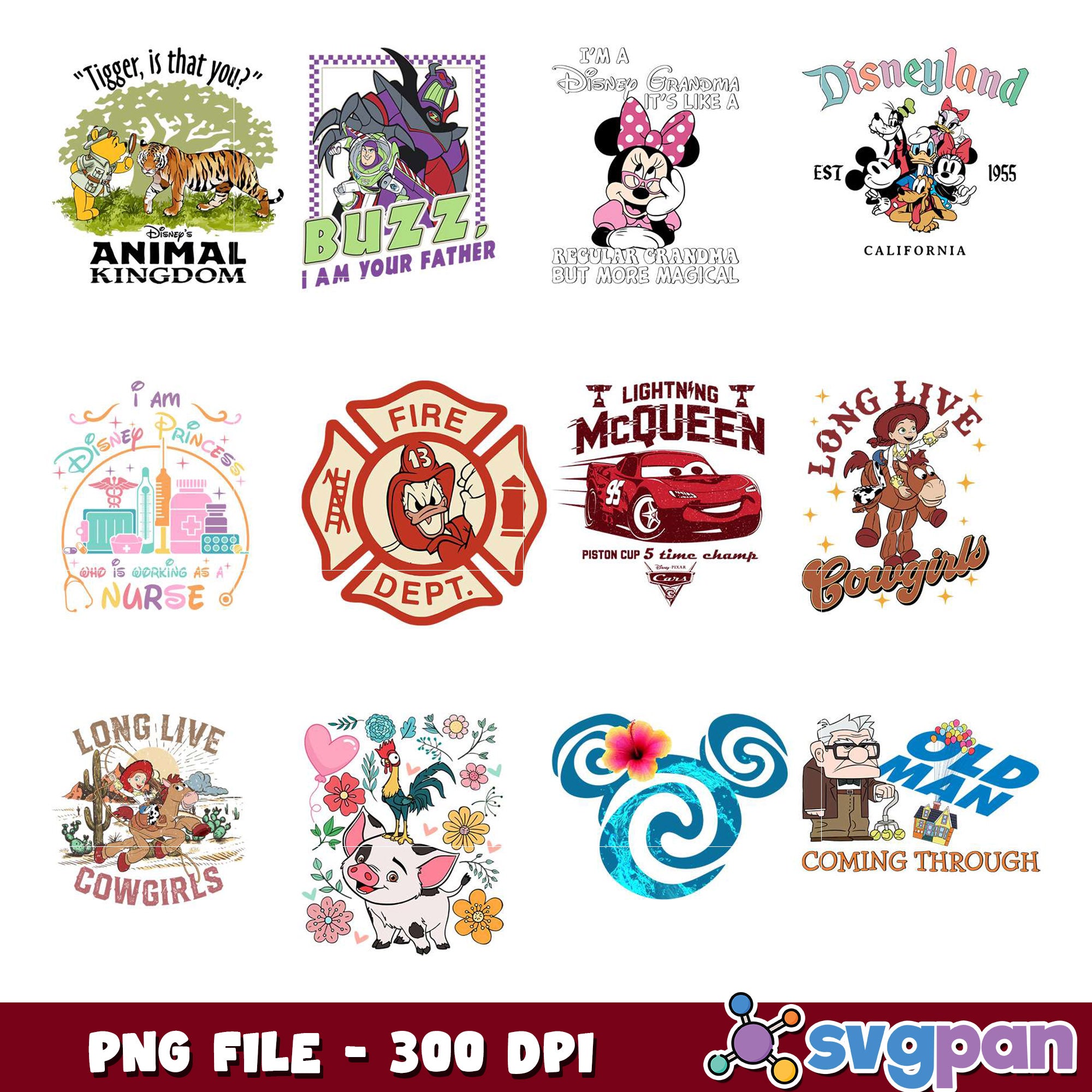 Disney Character Bitmap Disney Character PNG Bundle - 300 DPI – svgpan