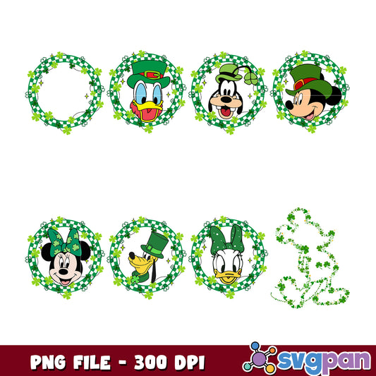 Disney Character St. Patrick's Day Wreath Bundle PNG