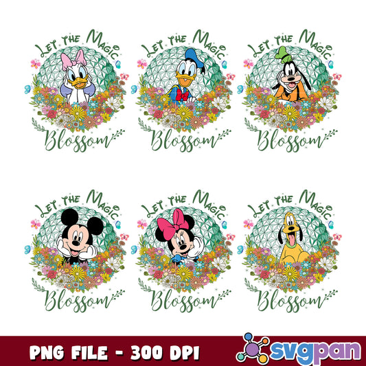 Disney Characters Floral Bundle PNG