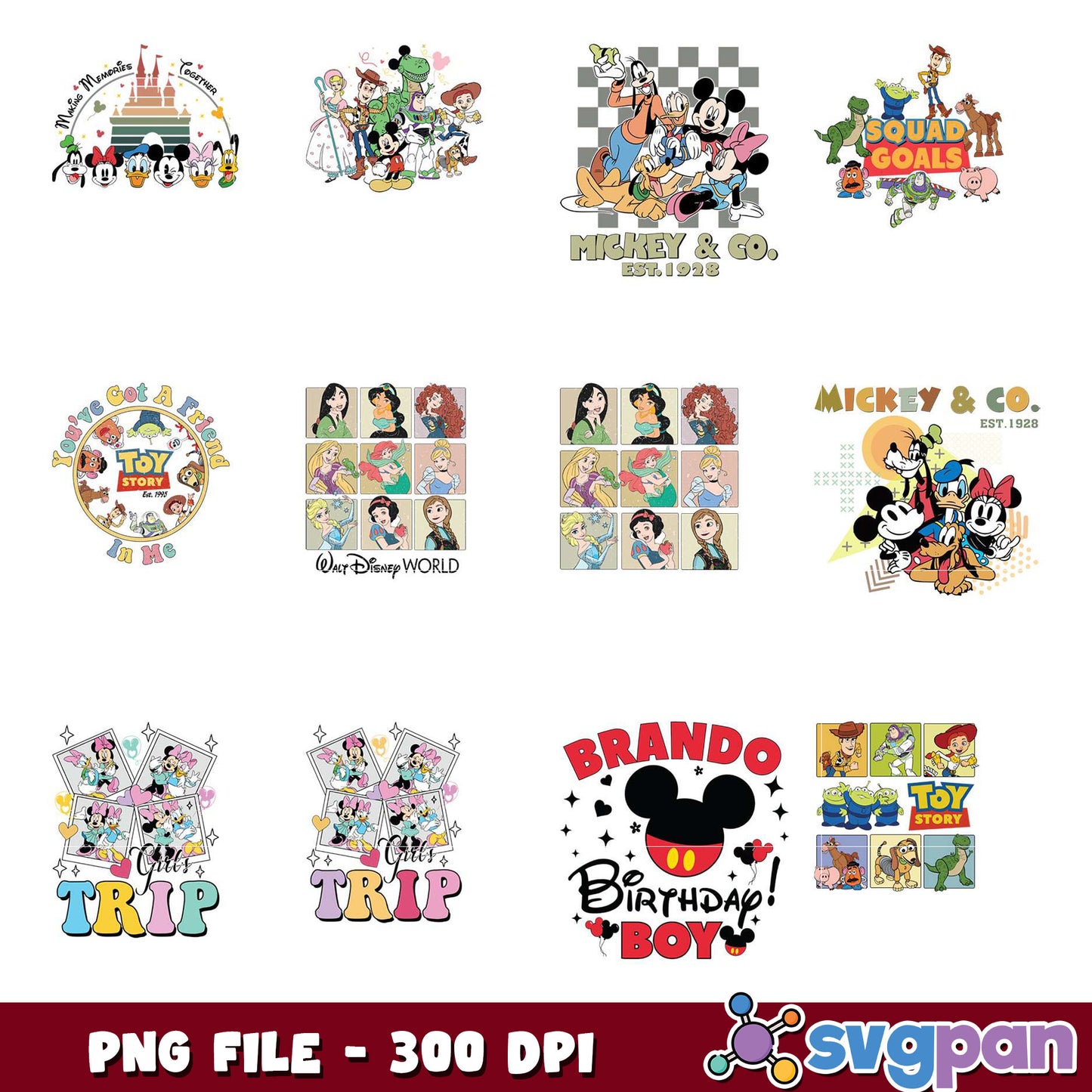 Disney Characters PNG Bundle 300 DPI