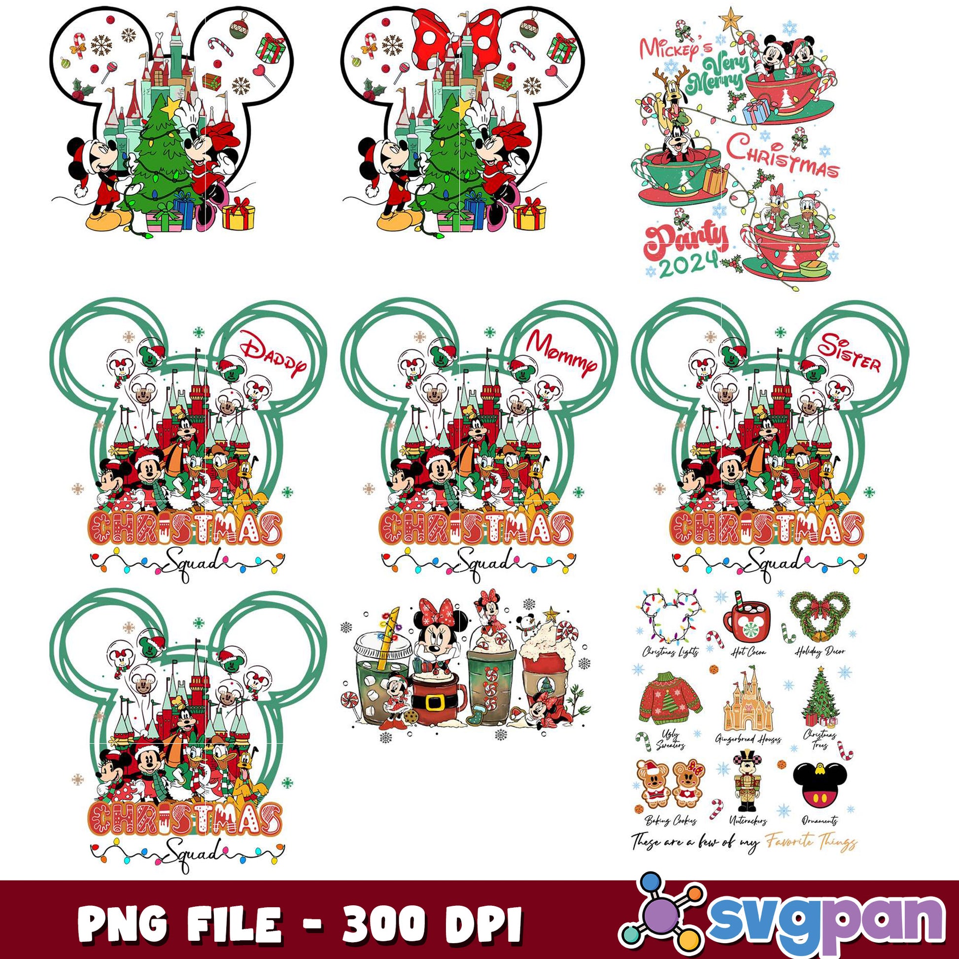 Disney Christmas Squad PNG Bundle - 300 DPI