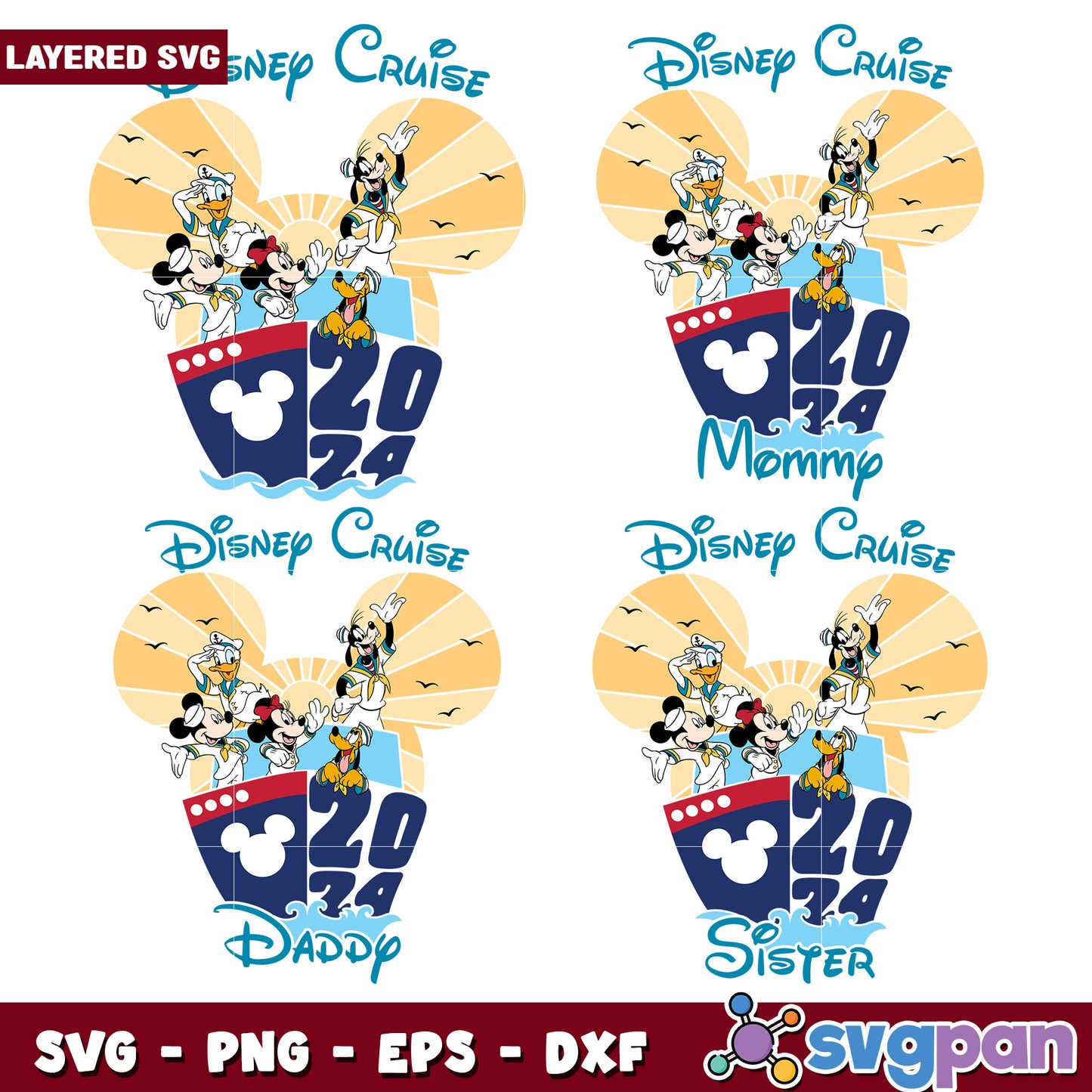 Disney Cruise 2024 Family Bundle SVG Files Set
