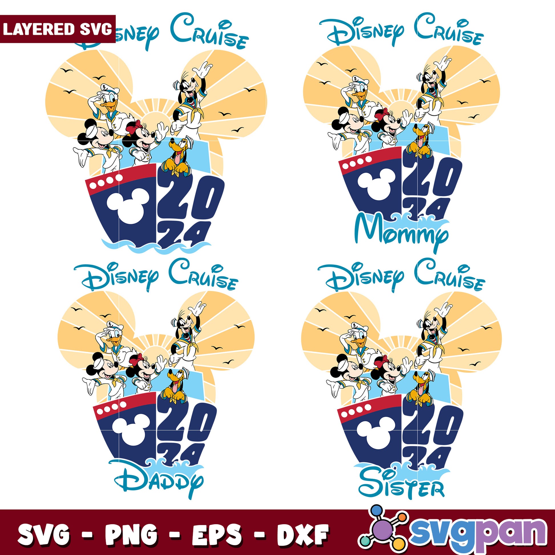 Disney Cruise 2024 Family Bundle SVG Files Set