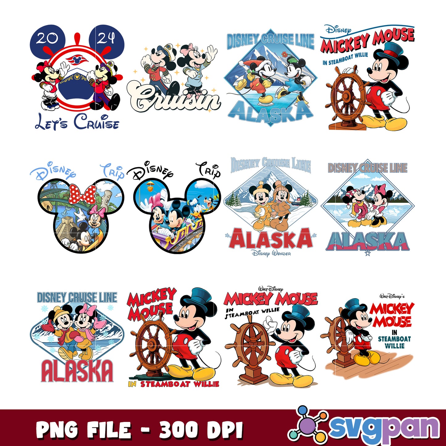 Disney Cruise Alaska Mickey Mouse PNG Bundle