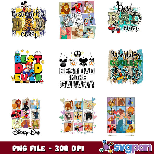 Disney Dad PNG Bundle 6 Designs, 300 DPI