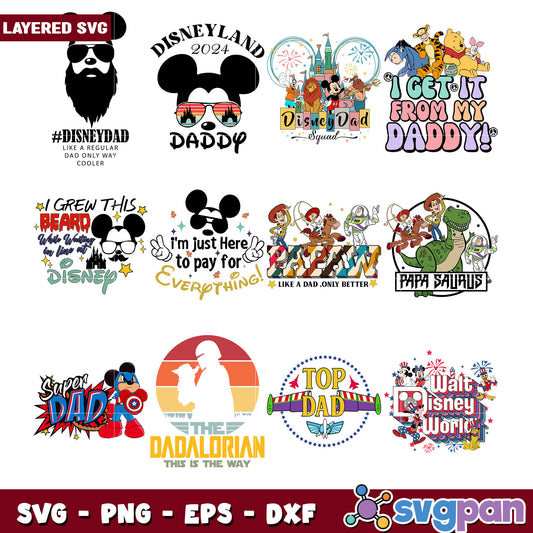 Disney Dad SVG Bundle 8 Layered Designs