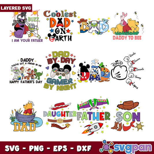 Disney Dad SVG Bundle Father's Day Designs