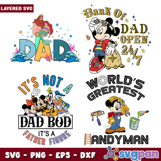 Disney Dad SVG Bundle Layered Files