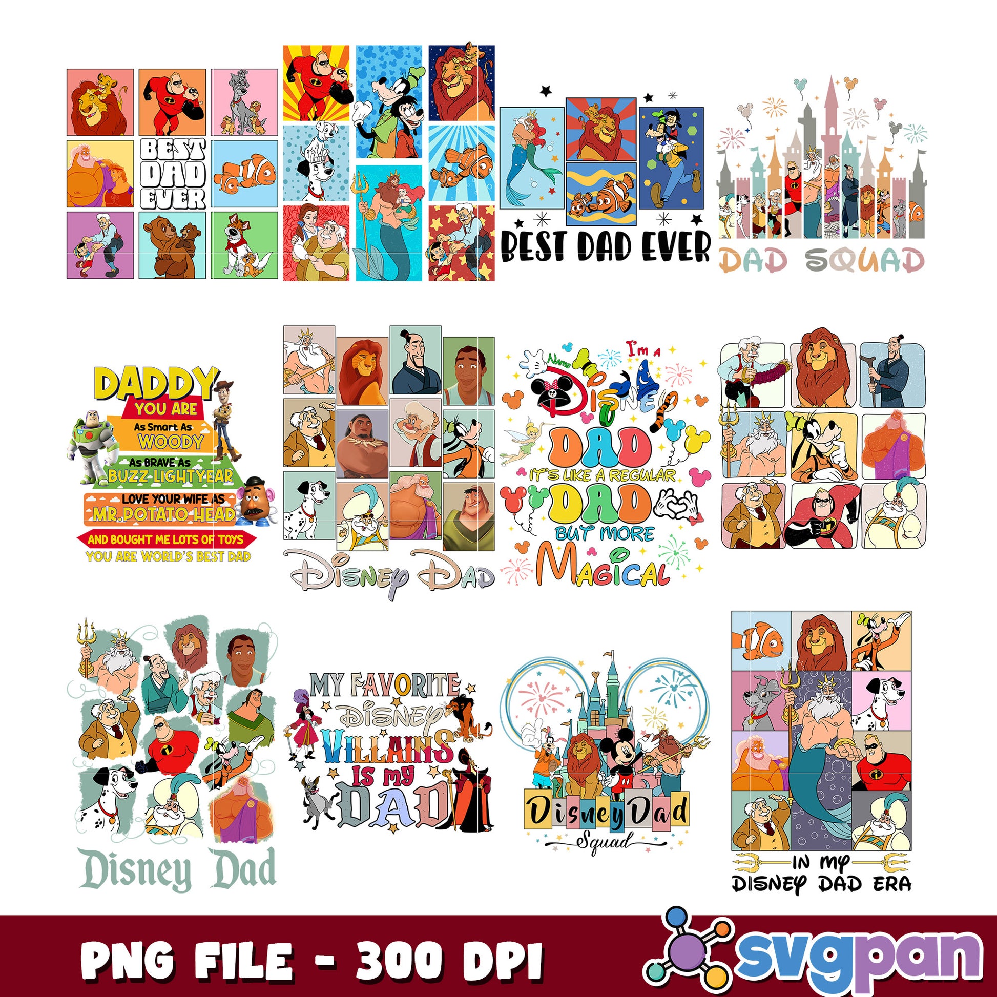 Disney Dad SVG Bundle PNG Files 300 DPI