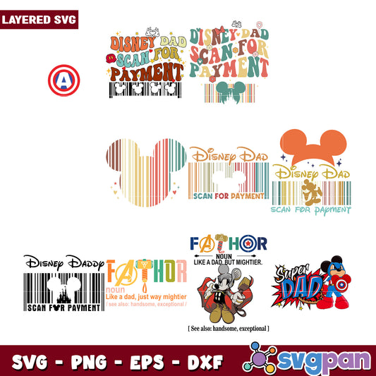 Disney Dad SVG Bundle Scan for Payment Designs
