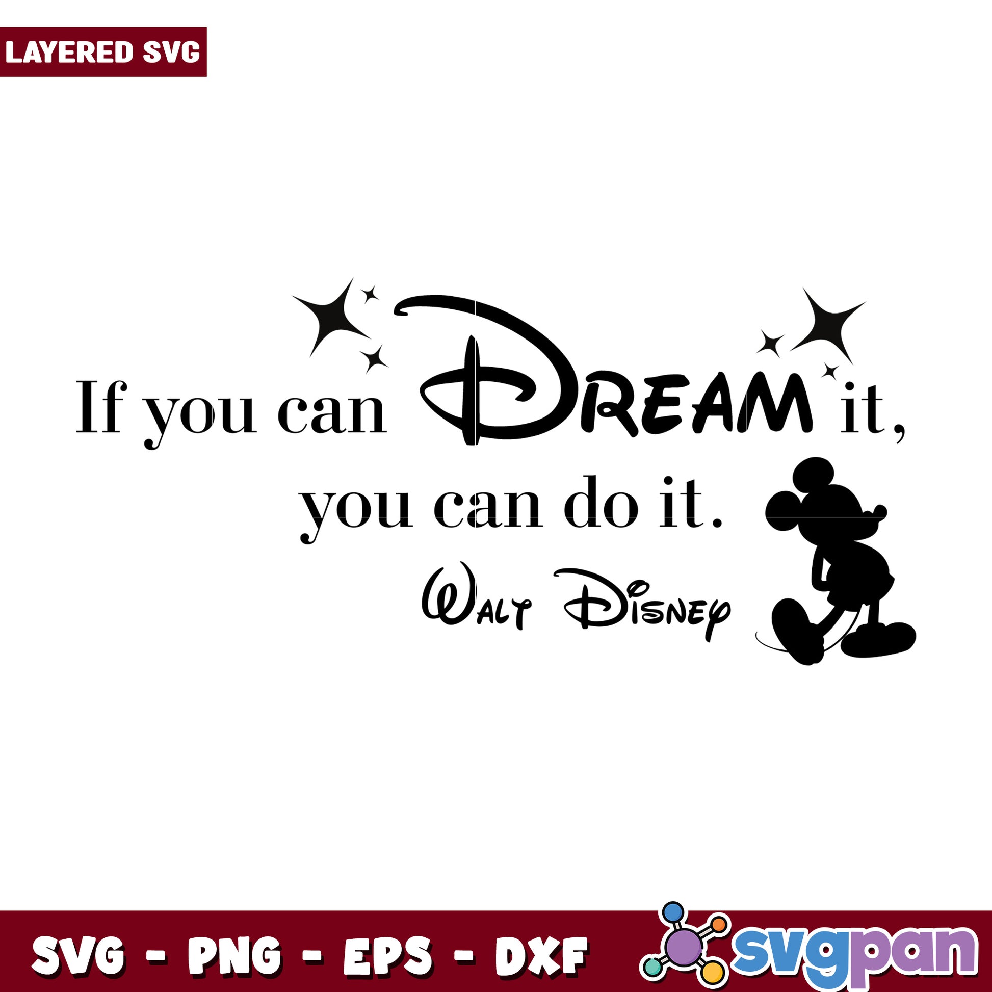 Disney Dream SVG Quote Mickey Mouse