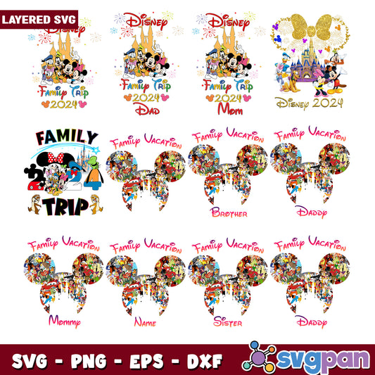 Disney Family Trip Bundle SVG for 2024 Designs