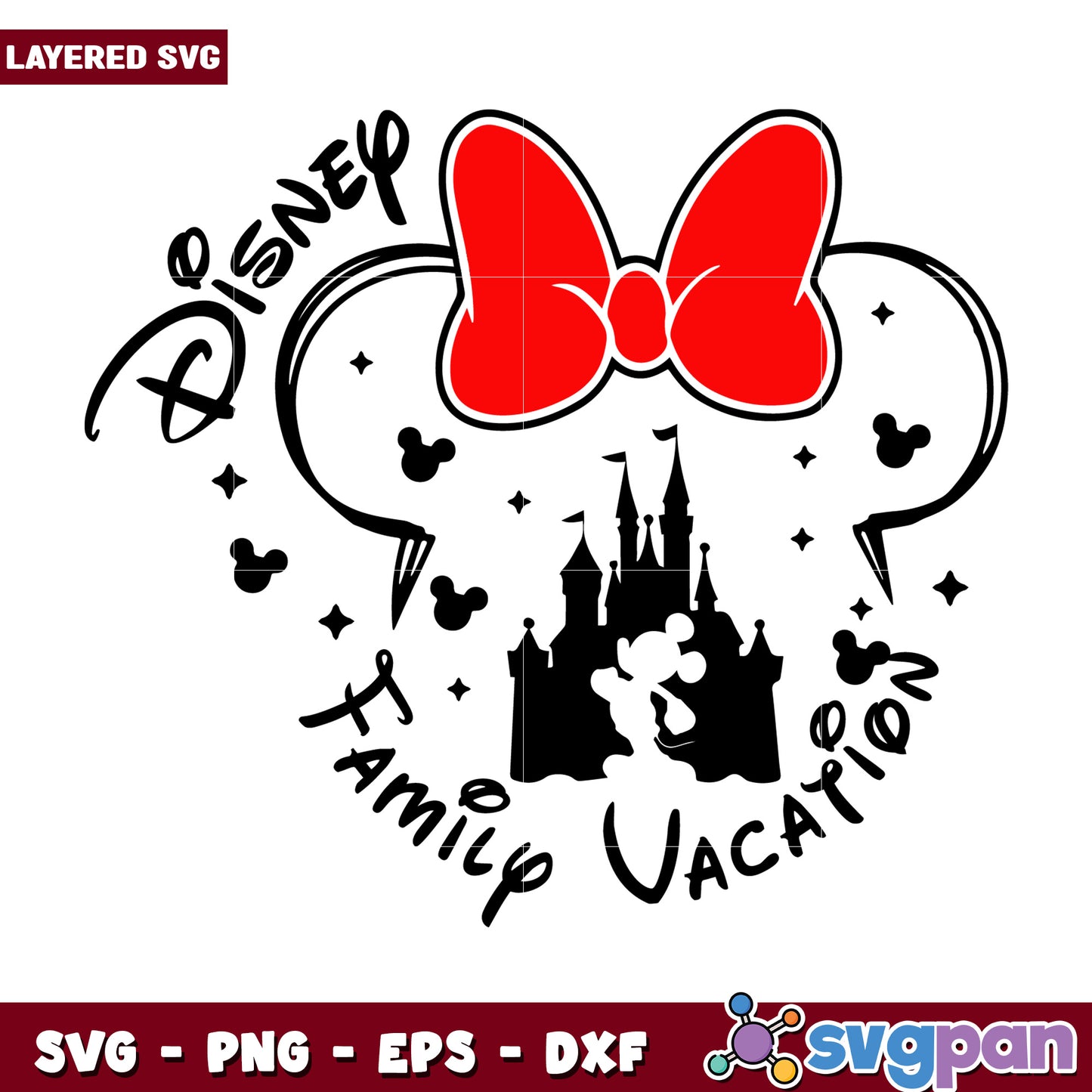 Disney Family Vacation SVG Design with Iconic Castle Bow