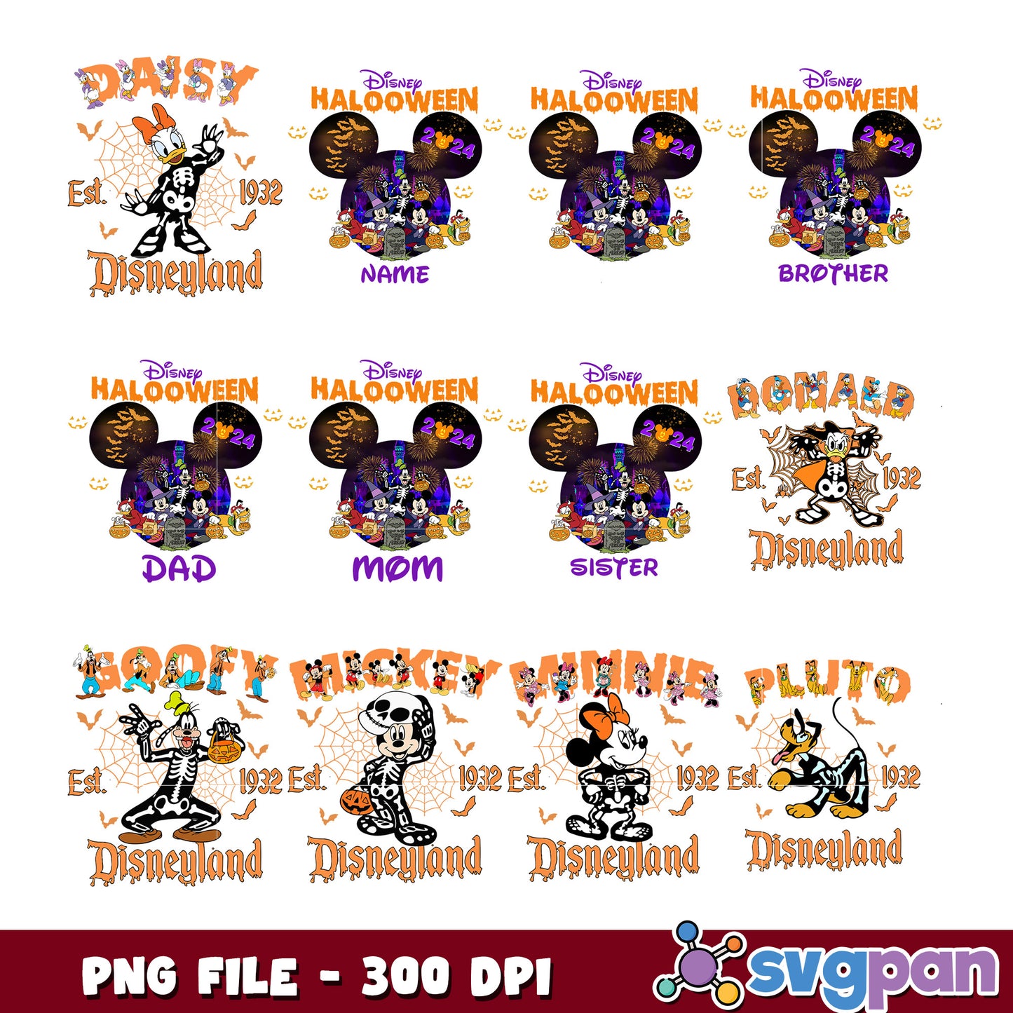 Disney Halloween Family Bundle PNG