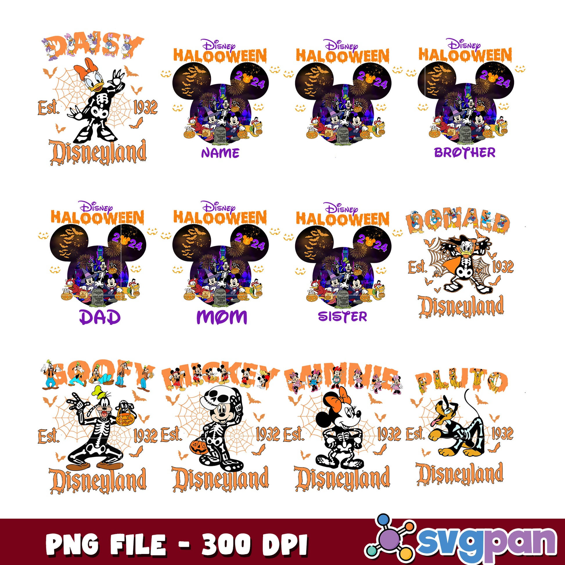 Disney Halloween Family Bundle PNG