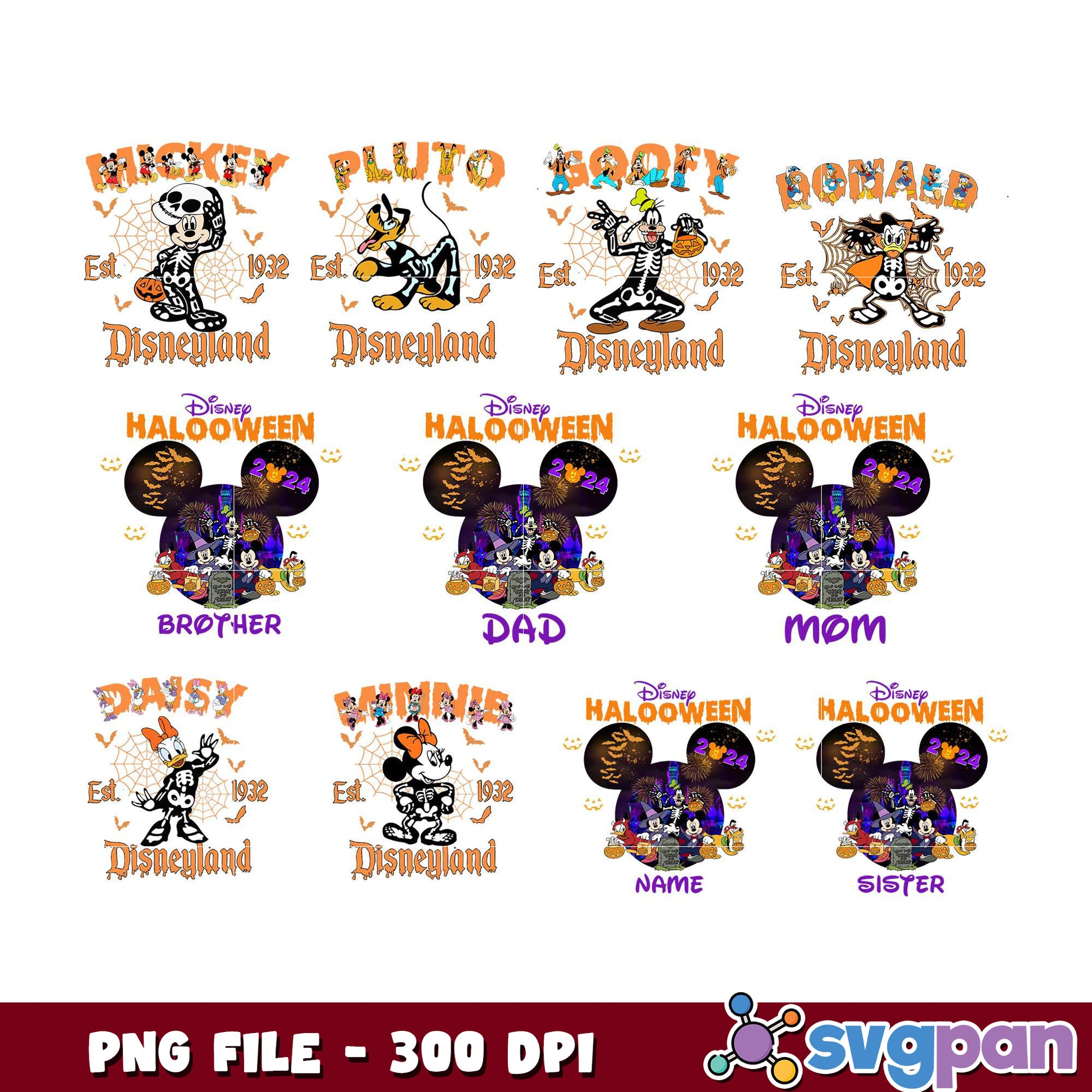 Disney Halloween Family Bundle PNG 300 DPI