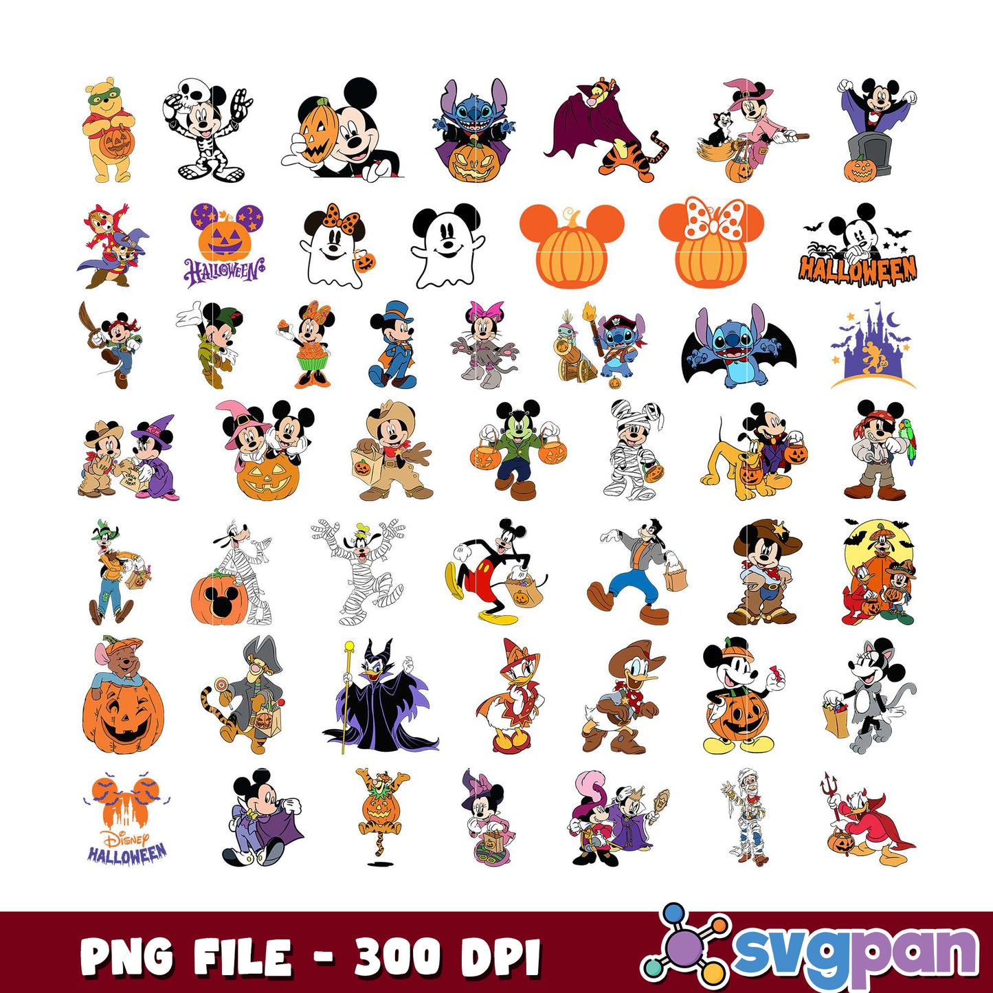 Disney Halloween PNG Bundle of Characters Art
