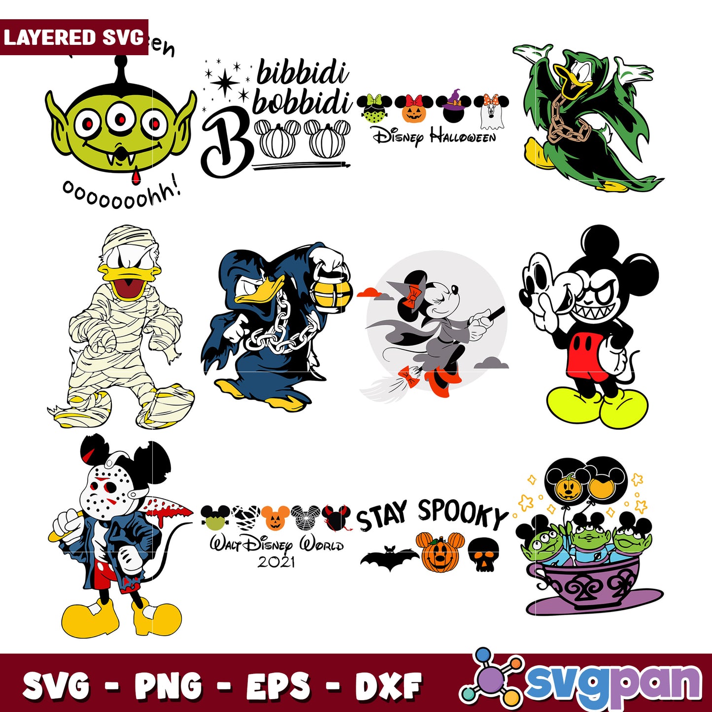Disney Halloween SVG Bundle Layered Files