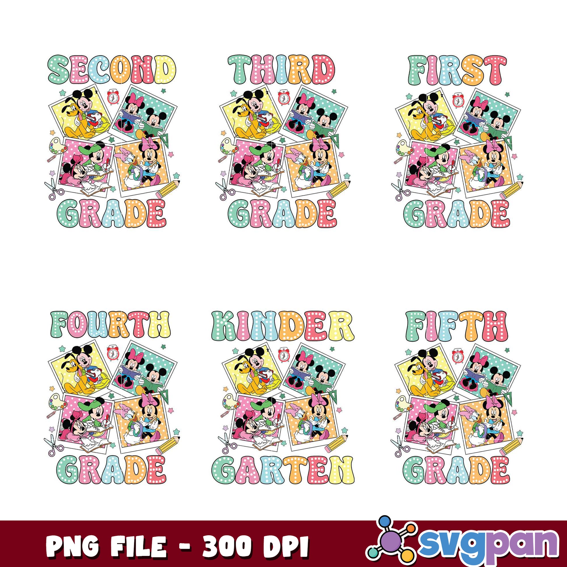Disney Mickey Mouse Grade School PNG Bundle