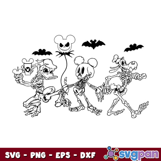 Disney Mickey Skeleton Halloween svg