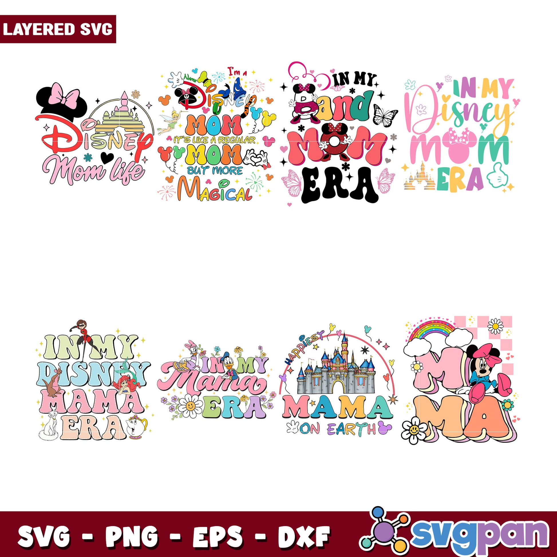 Disney Mom SVG Bundle 5 Cute Designs