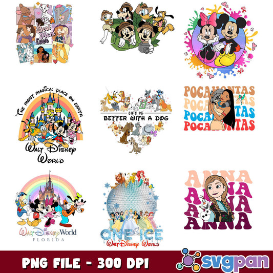 Disney PNG Bundle Characters & Designs 300 DPI