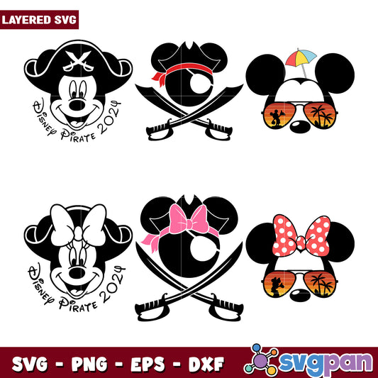 Disney Pirate Mickey Minnie SVG Bundle