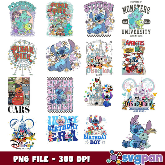 Disney Pixar Stitch Bundle PNG 300 DPI