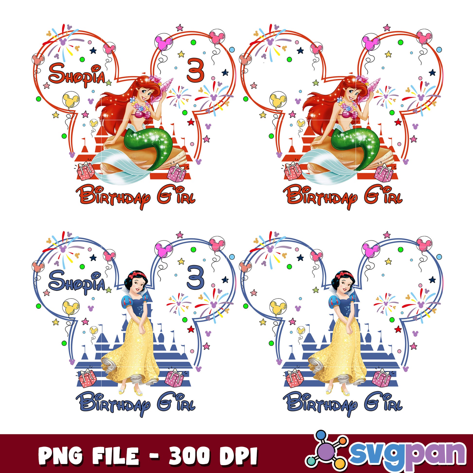 Disney Princess 3rd Birthday Girl PNG