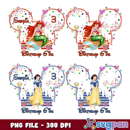 Disney Princess 3rd Birthday Girl PNG
