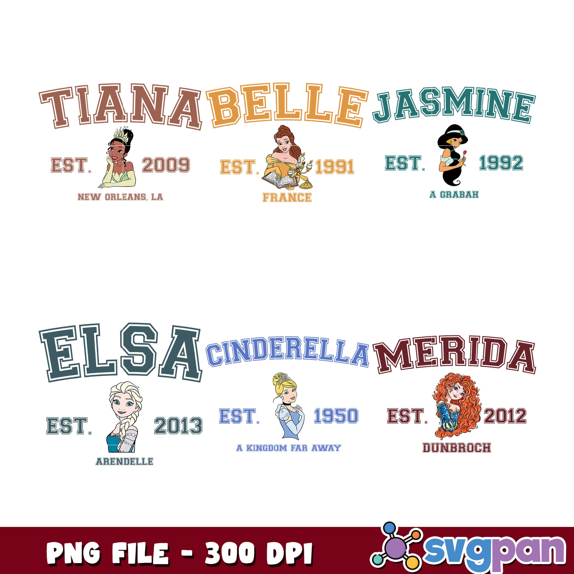 Disney Princess Bundle PNG File for Crafts and Design
