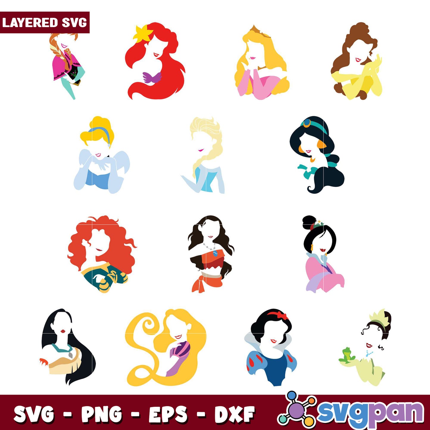 Disney Princess Bundle SVG Files for Crafts 2023