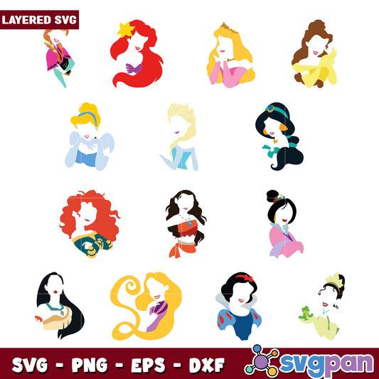 Disney Princess Bundle SVG Files for Crafts 2023