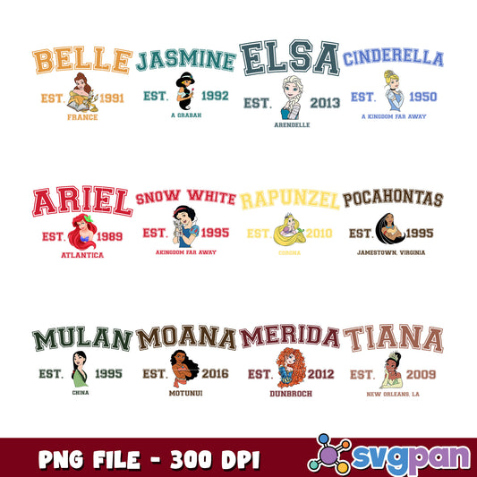 Disney Princess Character Name Bundle PNG Files