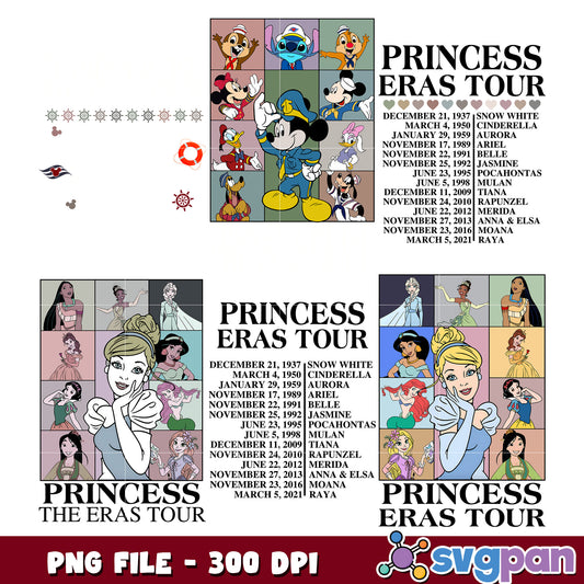 Disney Princess Eras Tour PNG Bundle