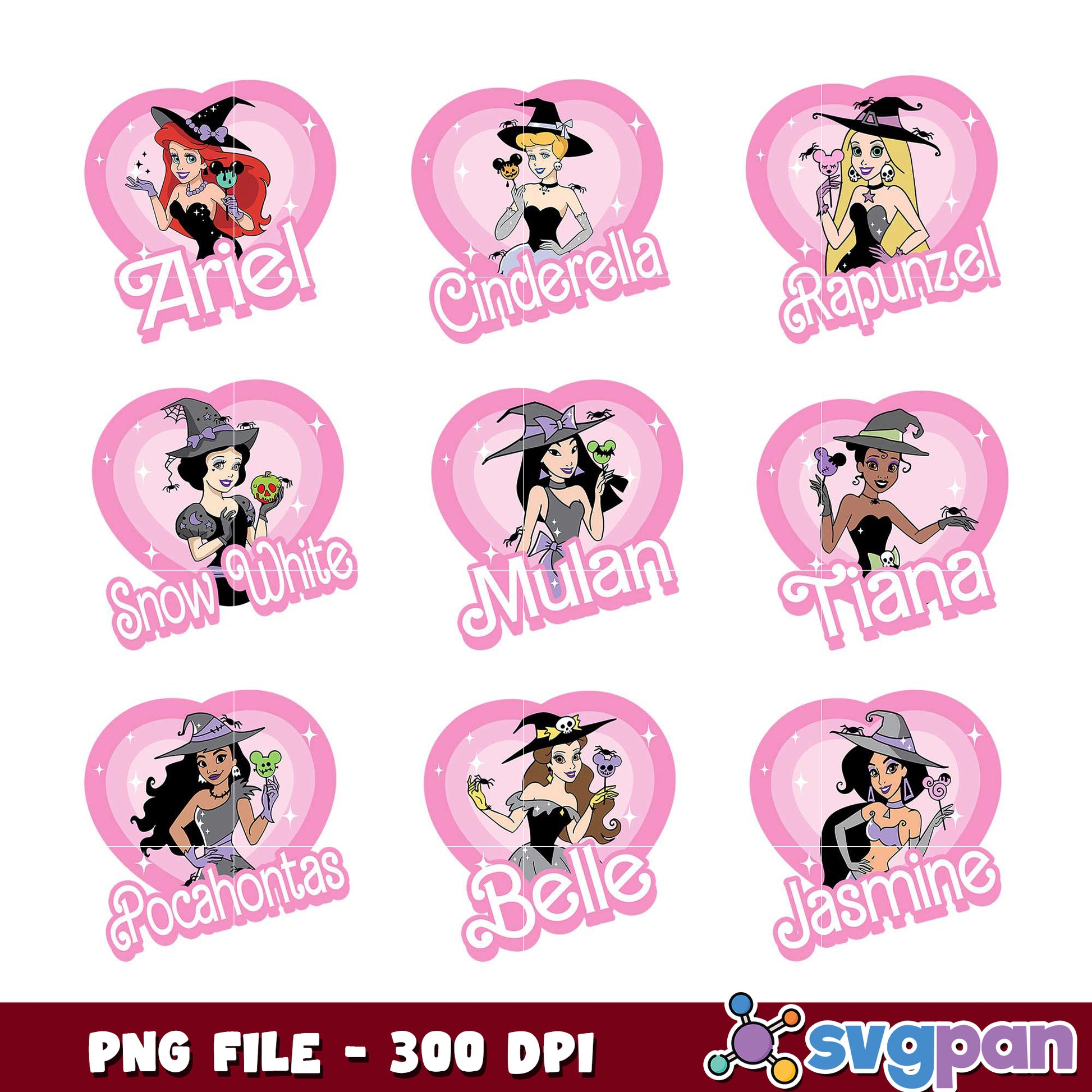Disney Princess Halloween Bundle PNG Files 300 DPI