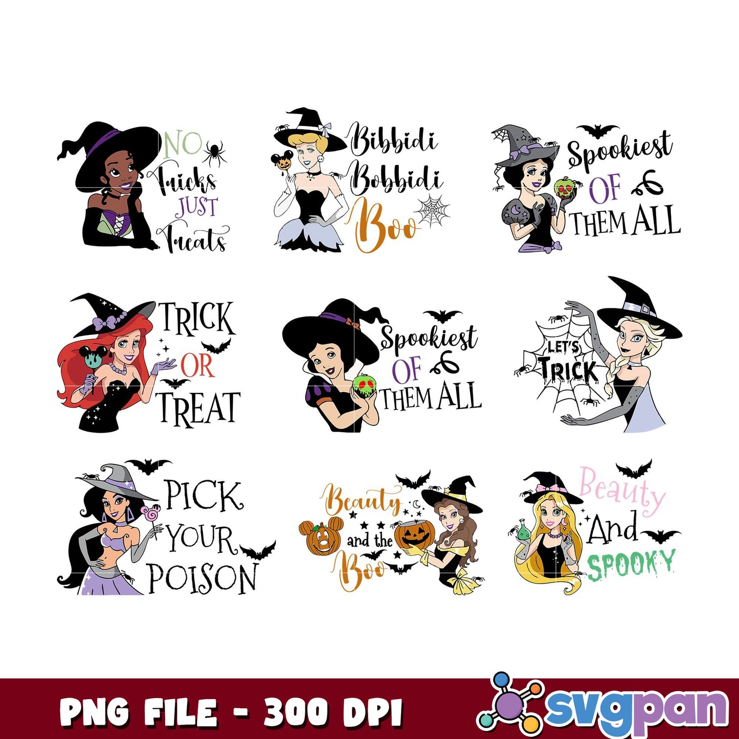 Disney Princess Halloween PNG Bundle