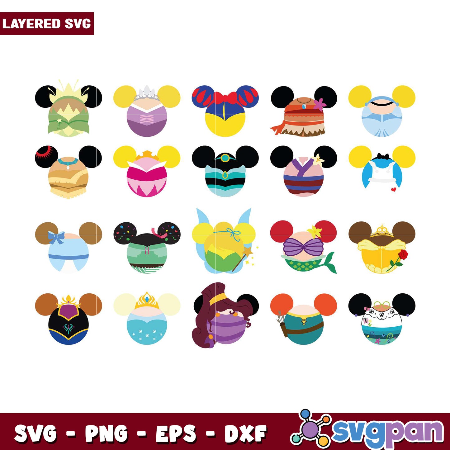 Disney Princess Mickey Ears SVG Bundle