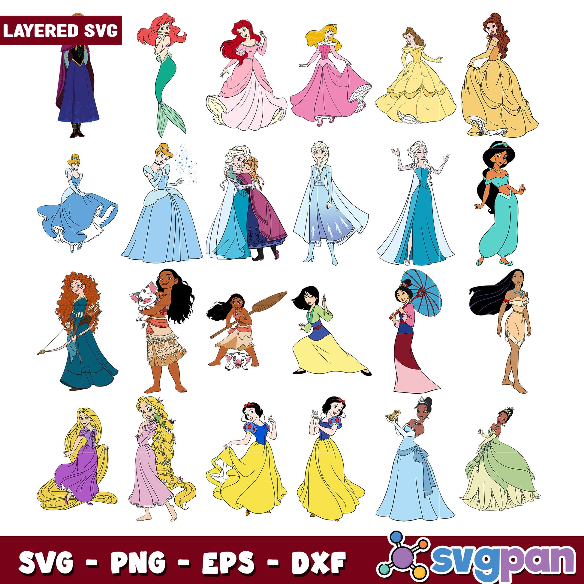 Disney Princess SVG Bundle for Crafting Projects