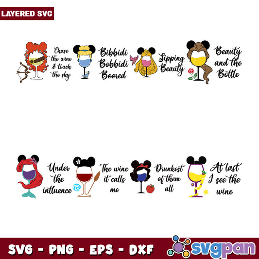 Disney Princess Wine SVG Bundle