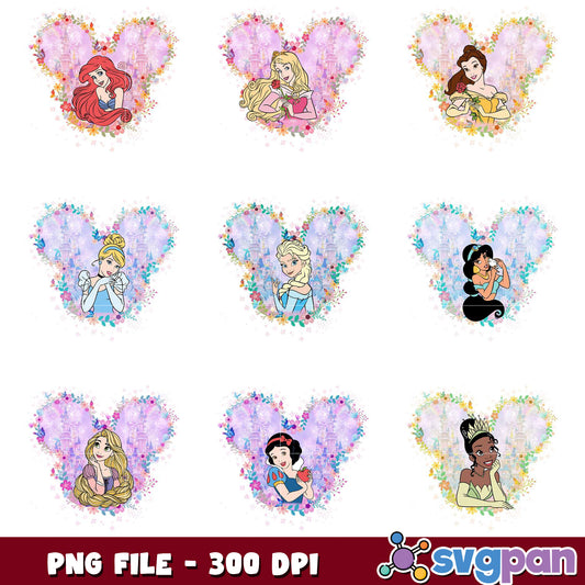 Disney Princesses PNG Bundle - 300 DPI