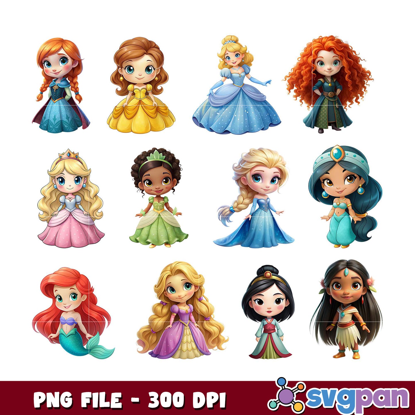 Disney Princesses PNG Bundle 300 DPI