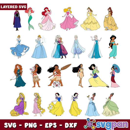 Disney Princesses SVG Bundle Layered Designs