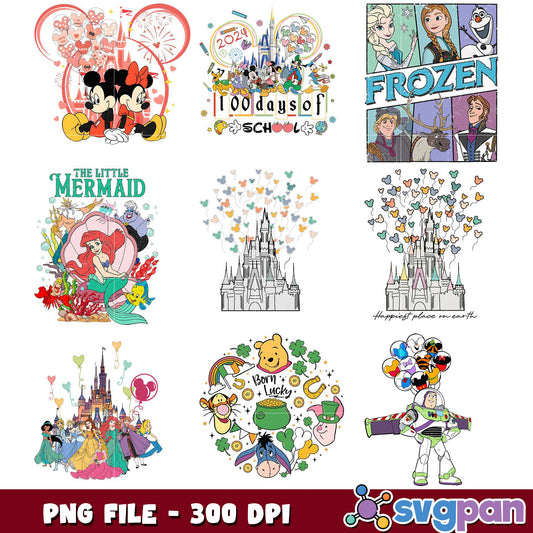 Disney Princesses & Characters PNG Bundle 300 DPI