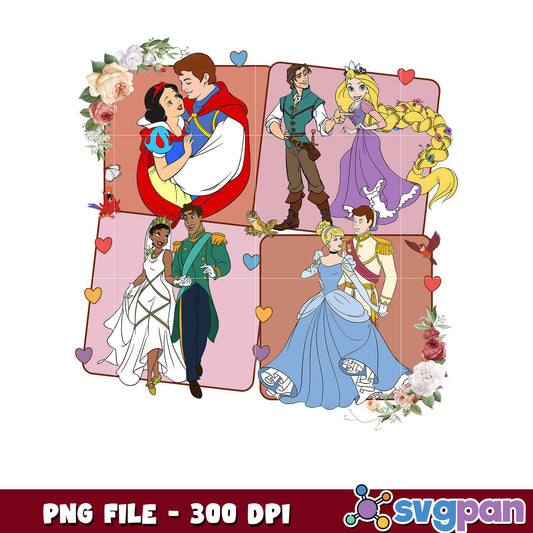 Disney Royalty Couples PNG Design for Crafts, High Quality 300 DPI